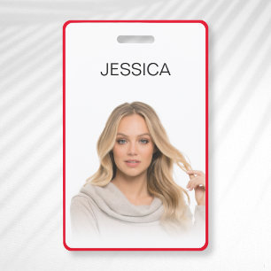 Schoon Minimaal Rood Bedrijfs Personeelsfoto ID Badge