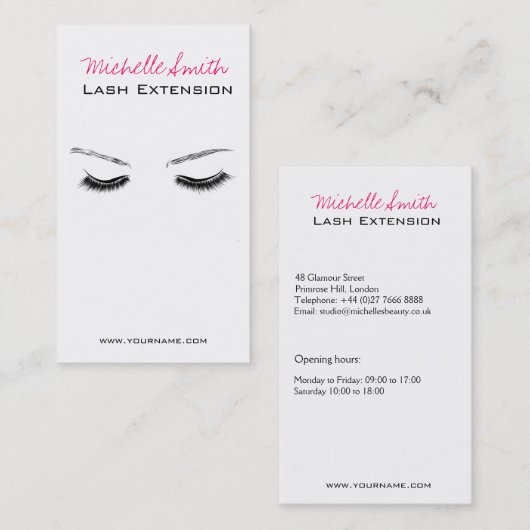 Schoon Minimaal Zwart Wimper Extentie Schoonheidss Visitekaartje (Voorkant / Achterkant)