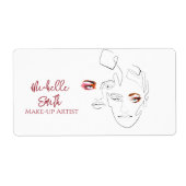 Schoon Minimal Lijnkunst Waterverf Make-up Artiest Etiket (Voorkant)