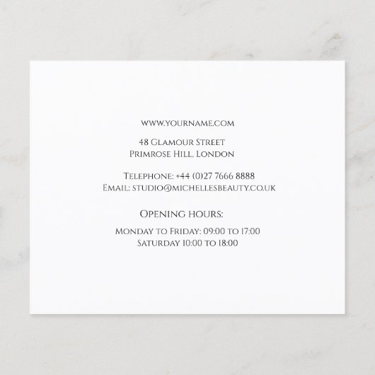 Schoon Minimal Lijnkunst Waterverf Make-up Artiest Flyer (Achterkant)