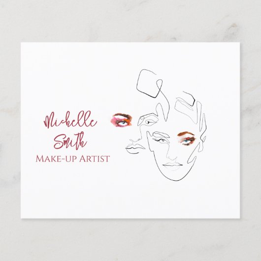 Schoon Minimal Lijnkunst Waterverf Make-up Artiest Flyer (Voorkant)