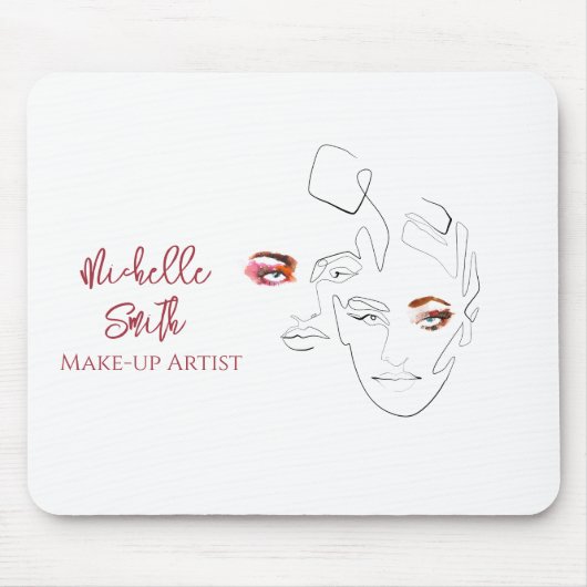 Schoon Minimal Lijnkunst Waterverf Make-up Artiest Muismat (Voorkant)