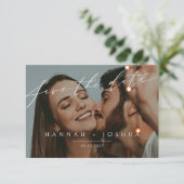 Schoon Minimalistisch Script Horizontale Trouwfoto Save The Date (Staand voorkant)