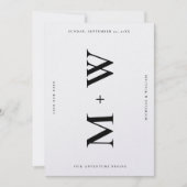 Schoon Minimalistisch Trouw Monogram Wit Modern Save The Date (Voorkant)