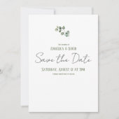 Schoon Minimalistische Eucalyptus Bruiloft Save The Date (Voorkant)
