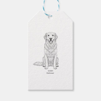 Schoon Minimalistische Gouden Retriever Lijnkunst  Cadeaulabel