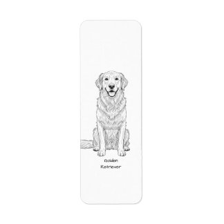 Schoon Minimalistische Gouden Retriever Lijnkunst  Etiket