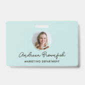 Schoon Mintgroen Foto Logo Professioneel Toegangs- Badge (Voorzijde)