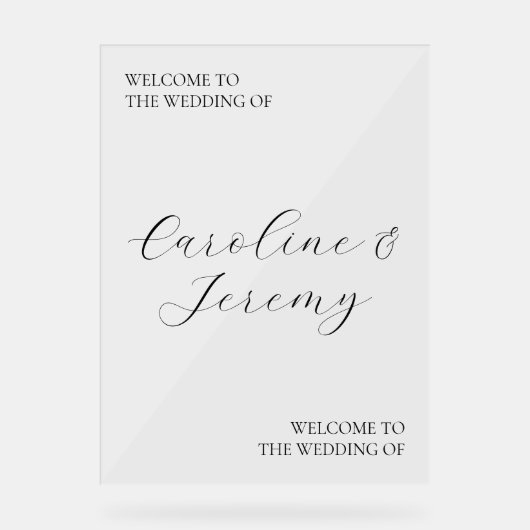 Schoon & Modern Acryl Huwelijk Welkom Teken Bord (Voorkant)