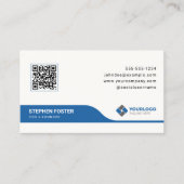 Schoon & Modern Corporatief Blauw QR Code Aangepas Visitekaartje (Voorkant)