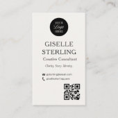 Schoon modern foto logo QR-code Visitekaartje (Voorkant)