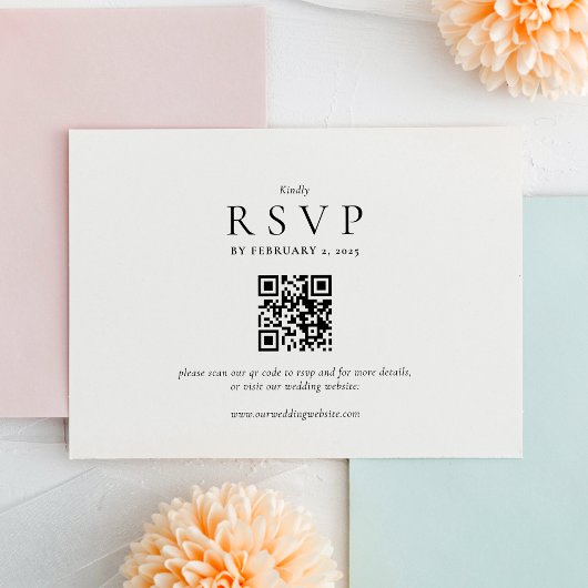 Schoon modern QR-code trouwkaart  RSVP Kaartje