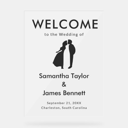 Schoon & Modern Welkom voor Stijlvolle Bruiloften Acryl Bord (Voorkant)