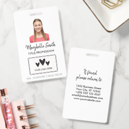 Schoon modern zwart borstelschrift logo foto ID Badge