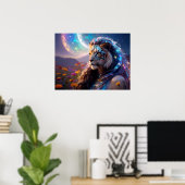 Schoon mythisch Tijger Godin met Saturnus Rijzend Poster (Thuiskantoor)