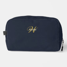 Schoon Navy Blauwe Gouden Monogram Accessoires