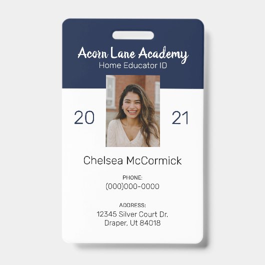 Schoon Navy Homeschool Onderwijs ID Badge (Voorzijde)
