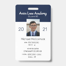 Schoon Navy Homeschool Student ID-badge Badge