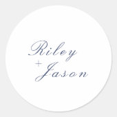 Schoon Navyblauw Ellegant Huwelijk Ronde Sticker (Voorkant)