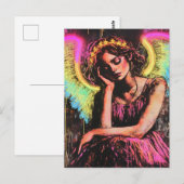 Schoon Neon Engel Fantasie Briefkaart (Voorkant / Achterkant)
