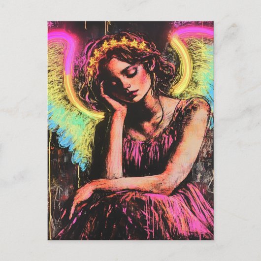 Schoon Neon Engel Fantasie Briefkaart (Voorkant)
