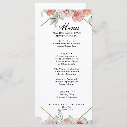 Schoon Oranje Bloemen Menu (Voorkant / Achterkant)