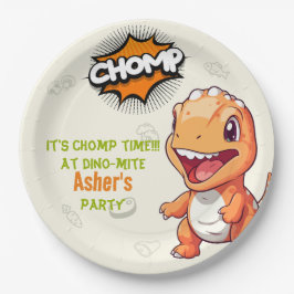 Schoon Oranje Dinosaurus Verjaardagsfeestje Papier Papieren Bordje