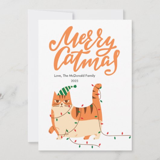 Schoon Oranje Kat Huisdier Liefhebber Kerst Platte Feestdagenkaart (Voorkant)