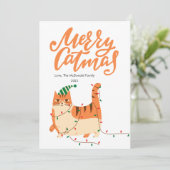 Schoon Oranje Kat Huisdier Liefhebber Kerst Platte Feestdagenkaart (Staand voorkant)