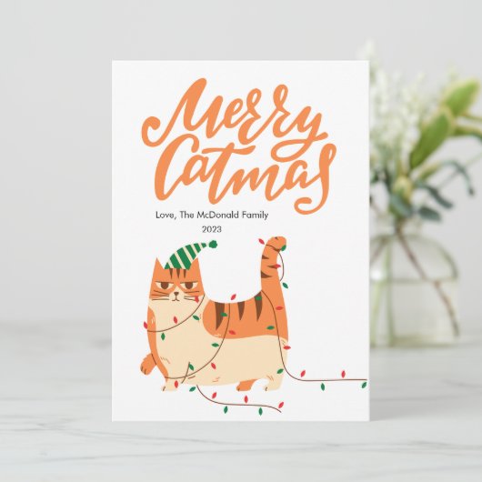 Schoon Oranje Kat Huisdier Liefhebber Kerst Platte Feestdagenkaart (Staand voorkant)