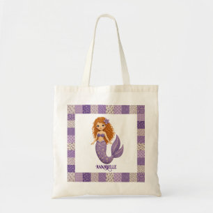 Schoon Paarse Zeemeermin Quilt Personaliseer Tote Bag
