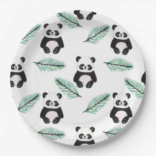 Schoon panda en palmblad patroon papieren bordje