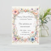 Schoon pastelbloemen & harten uitnodiging template (Staand voorkant)