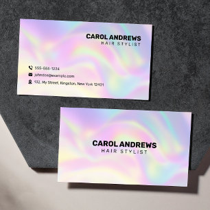 Schoon Pastelkleurig Holografisch Haarstylist Visitekaartje