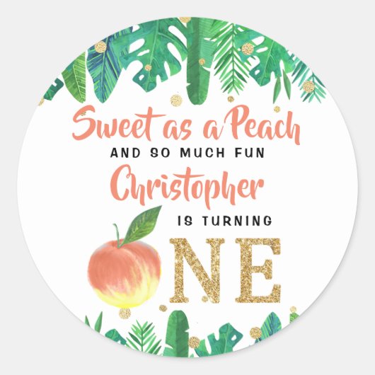 Schoon Peach Boys 1e Verjaardag Ronde Sticker (Voorkant)