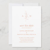 Schoon Perzik Botanisch Elegant Bruiloft Save The Date (Voorkant)