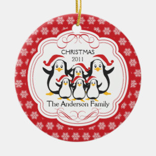 Schoon Pinguïn Familie van 6 Kerst Ornament