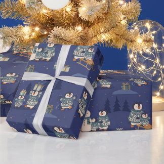 Schoon Pinguïn Trui Familie | Kerst Scènes Cadeaupapier