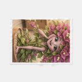 Schoon Plantenfee in Pot met Roze Bloemen Dekbed Fleece Deken (Voorkant (Horizontaal))
