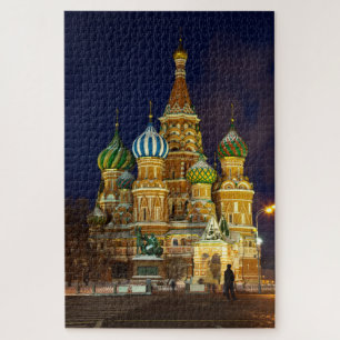 Schoon Pokrovskykathedraal Moskou 's Nachts Legpuzzel