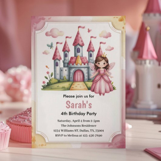 Schoon Prinses Sprookje Verjaardag Kaart