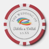 Schoon Regenboog Bruiloft Persoonlijk Poker Chips (Voorkant)