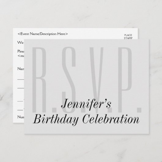 Schoon, respectabele "R.S.V.P." Briefkaart (Voorkant / Achterkant)