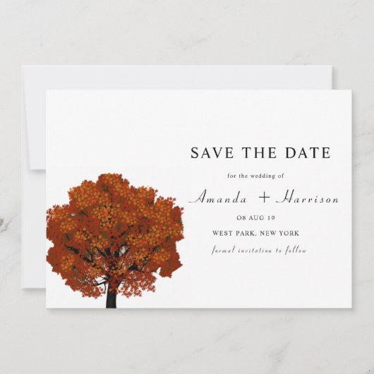 SCHOON Rode Esdoorn boom Save the Date Sjabloon (Voorkant)