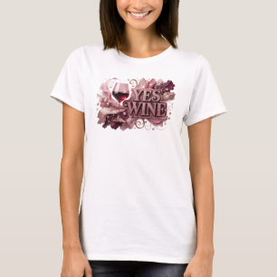 Schoon Rode JA WIJN Artistiek Motief T-shirt