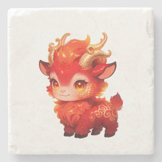 Schoon Rode Vurige Baby Geit Anime Fantasie Mascot Stenen Onderzetter