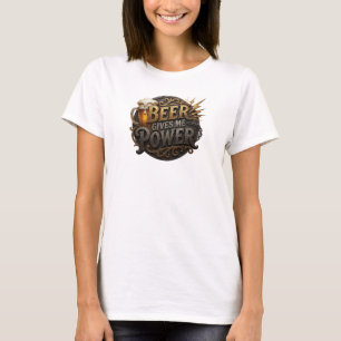 Schoon Roze BIER GEEFT ME KRACHT 3D Tekst Kunst T-shirt