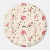 Schoon Roze Crème Rozen Bloemige Liefde Magneet (Voorkant)