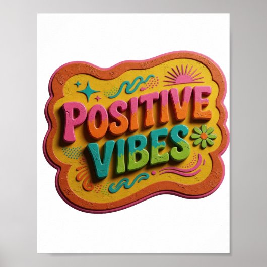 Schoon roze POSITIEVE VIBES Tekst ontwerp Poster (Voorkant)