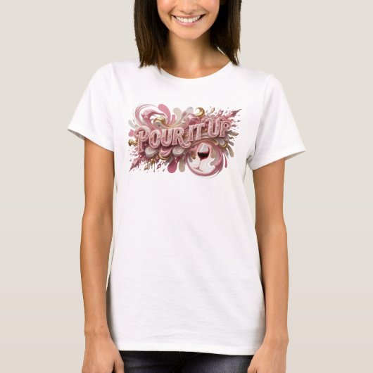 Schoon Roze POUR IT UP Print T-shirt (Voorkant)